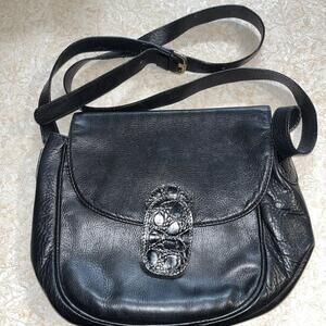 Vintage Desmo Black Textured Crossbody Bag